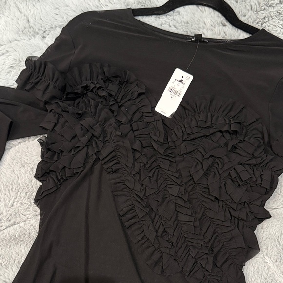 Express Black Ruffled Blouse - Picture 3 of 3